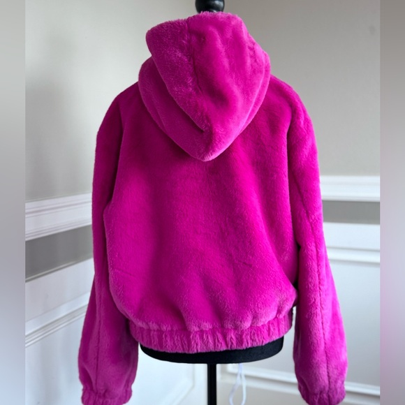 Pink Avec Les Filles Faux Fur Hoodie Coat Jacket Women's Sz M - Picture 4 of 4